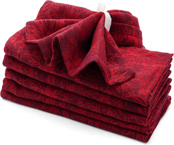 Cloth Napkin Set of 6 Christmas Dinner Napkins Red Cotton 