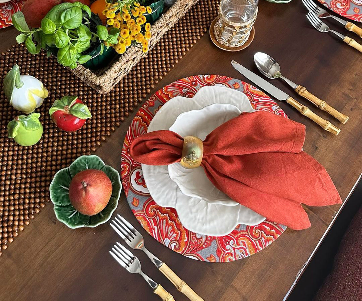 Beautiful 100% linen top tablecloth and napkin set - in original packaging - made in Czechoslovakia - 12 napkins - 64