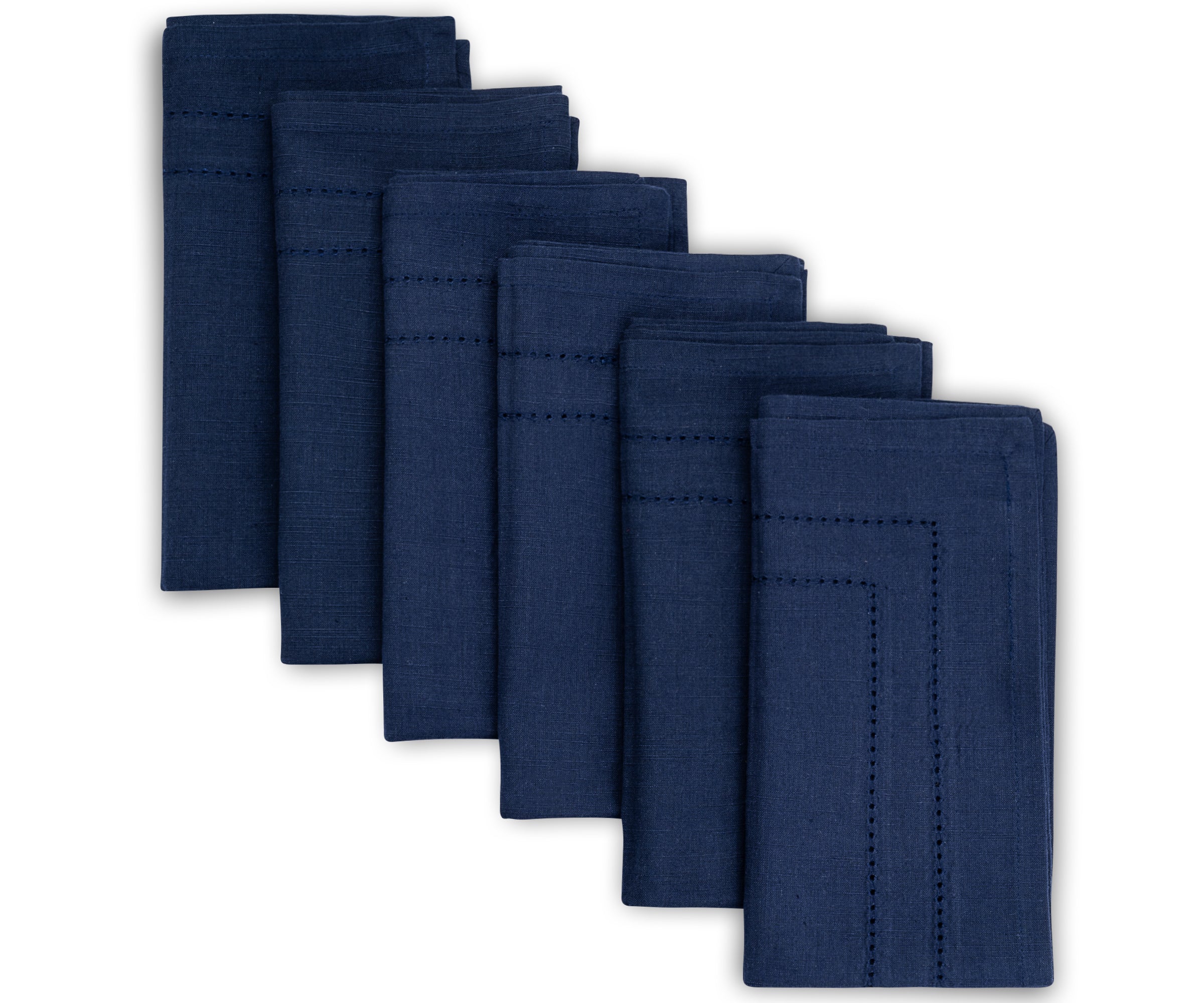 Cloth Napkins Set of 12 Navy Cotton Dinner Napkins Hemstitch Linen