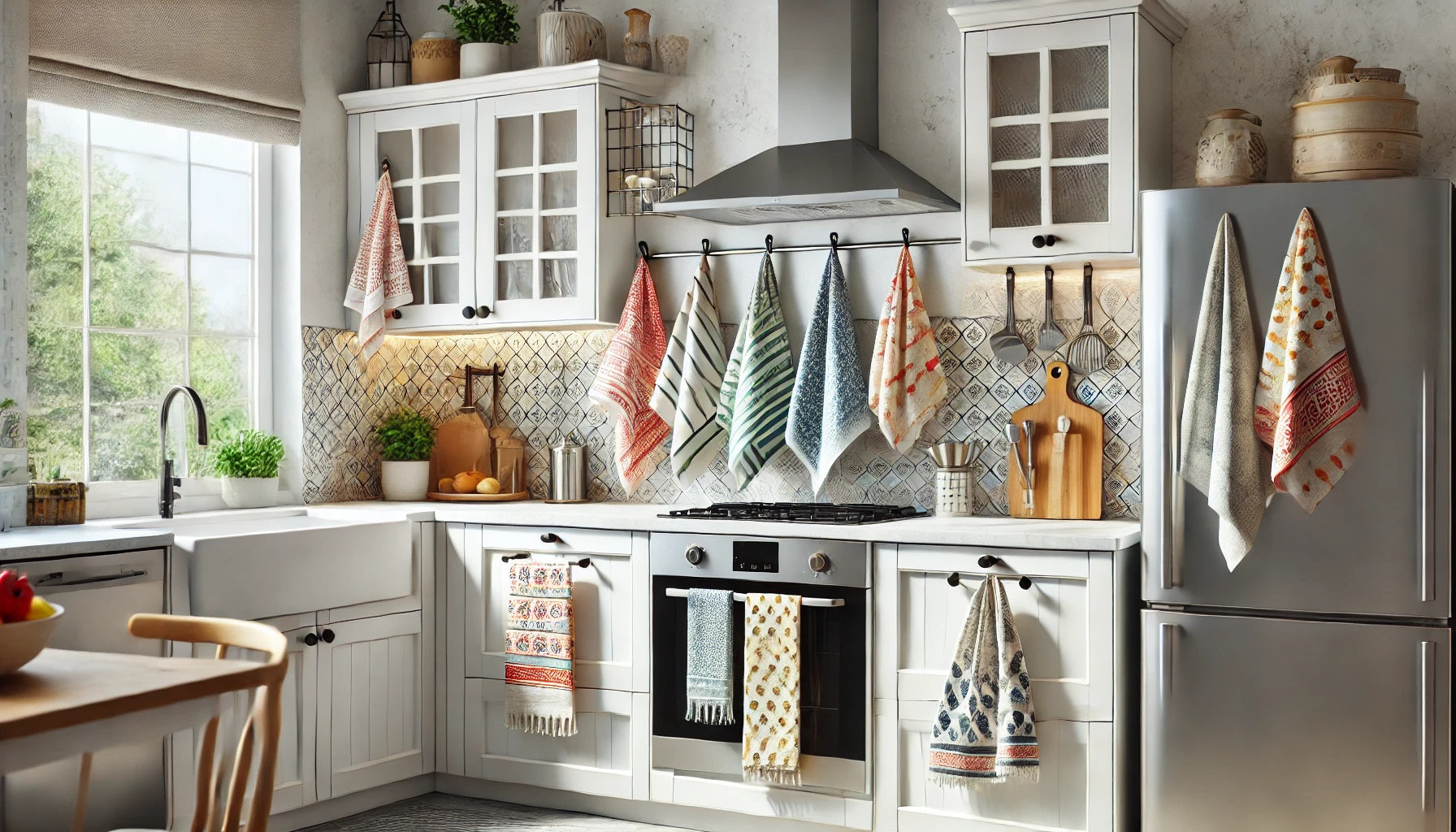 hang kitchen towels in a modern kitchen