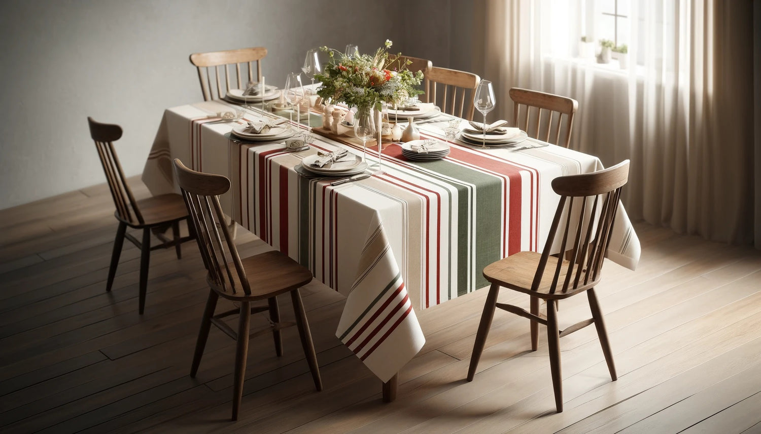 Linen Striped Rectangular Tablecloth