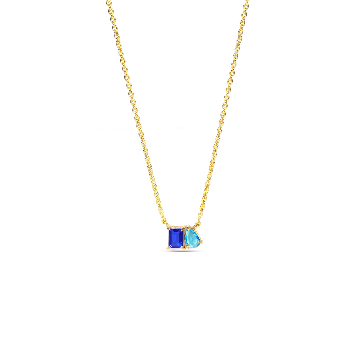 Blue sapphire Topaz Necklace - Toi Et Moi Necklace