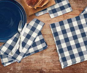 Navy Blue and Cream Buffalo Checkered Napkins