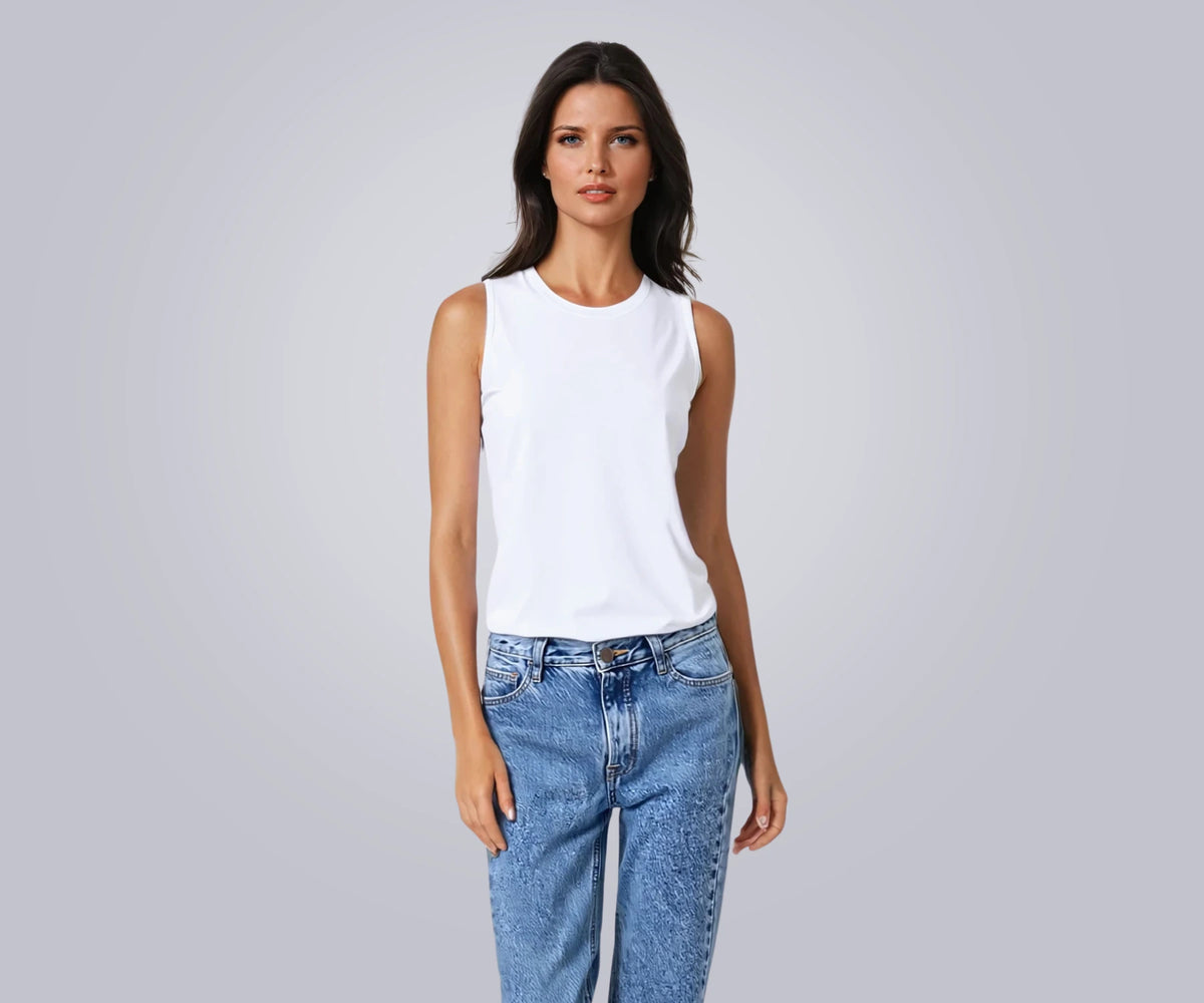 Fitted white tank top perfect for layering