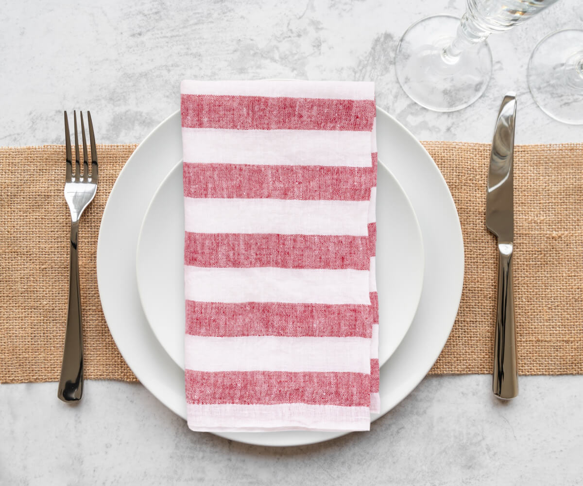 Linen napkins in bulk for your next gathering, providing practicality without compromising on style.