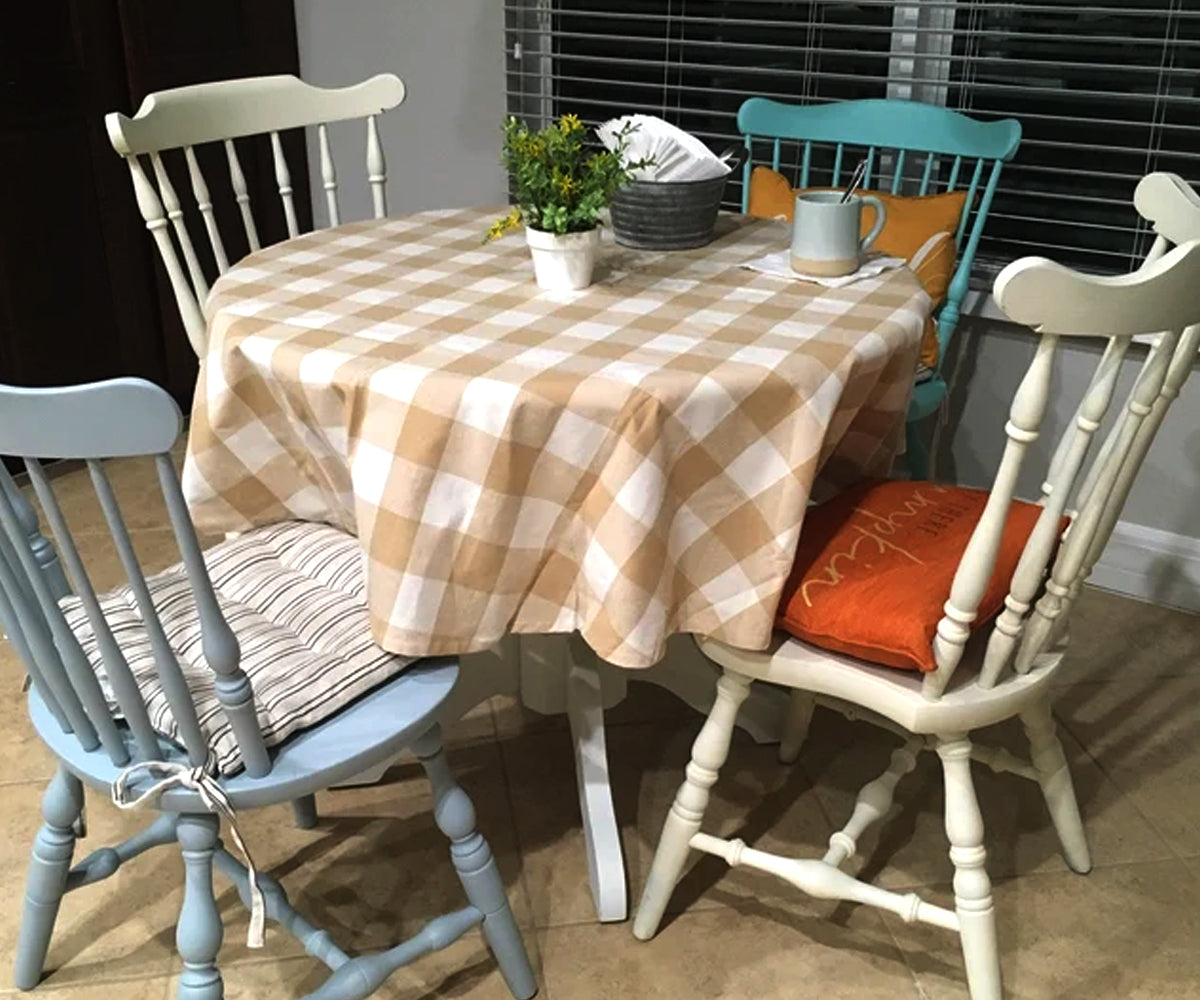 Beige Round Tablecloth - 60 Inch