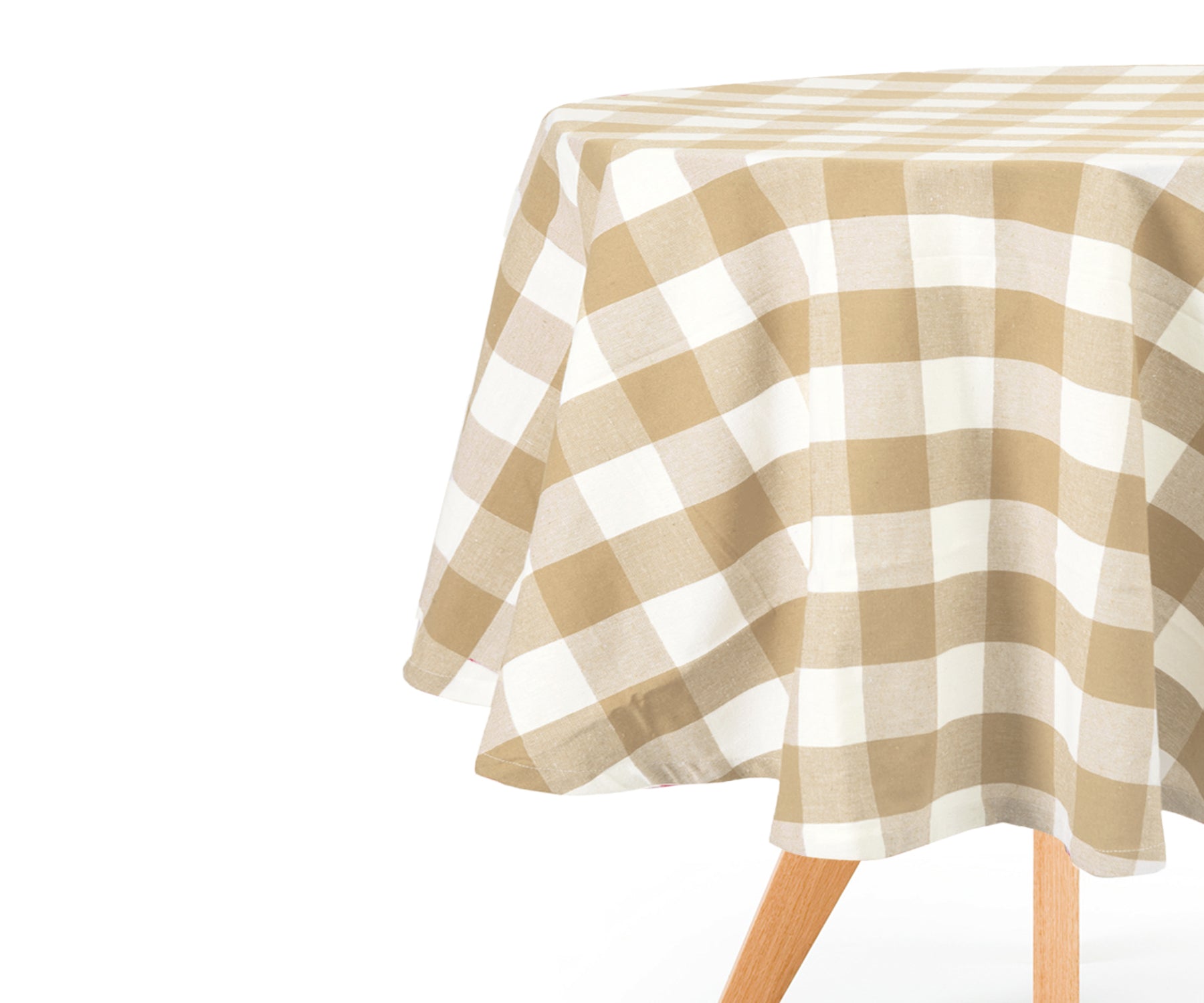 Beige Round Tablecloth - 60 Inch