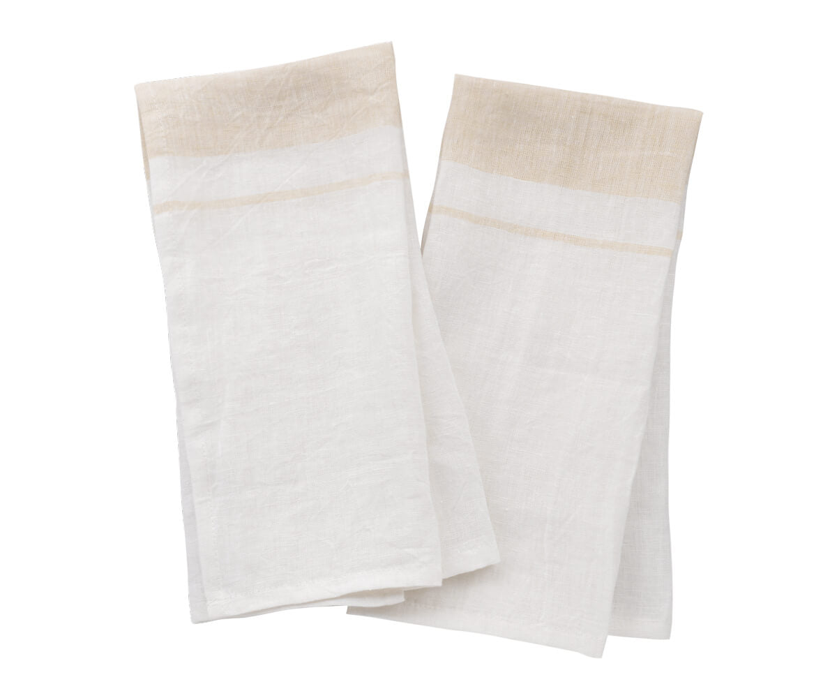 Black Belgian Linen Tea Towels - Set of 2