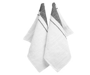 Black Belgian Linen Tea Towels - Set of 2