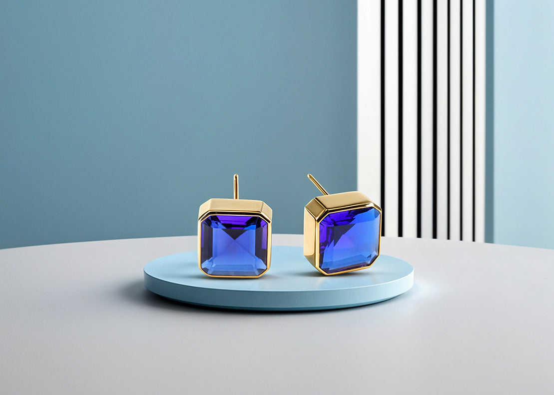 Classic Blue Sapphire Earrings with Secure Push-Back Closure