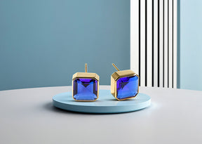 Classic Blue Sapphire Earrings with Secure Push-Back Closure