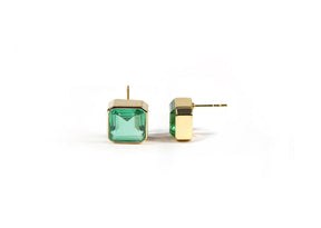 Emerald Green Quartz Earrings with Secure Push-Back Closure