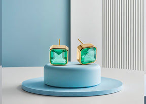 Elegant Emerald Quartz Earrings for Women with Gold Plated Finish