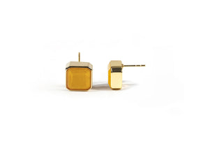 Side view of yellow quartz earrings with a secure push-back closure.