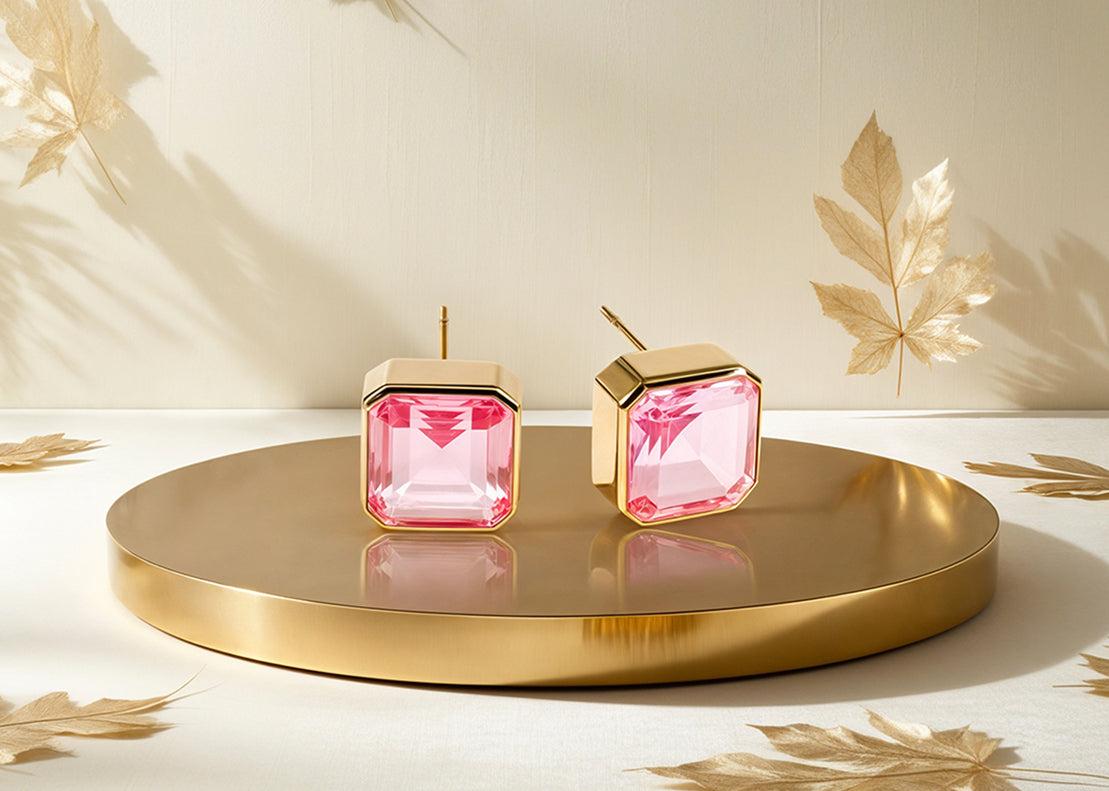 Elegant Pink Tourmaline Earrings for Women with Classic Gold Plating