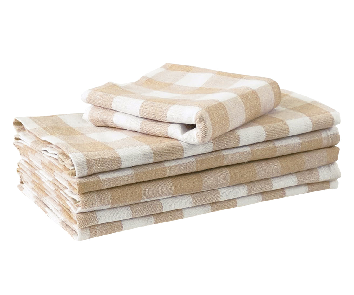 Beige And Cream Buffalo Checkered Napkins