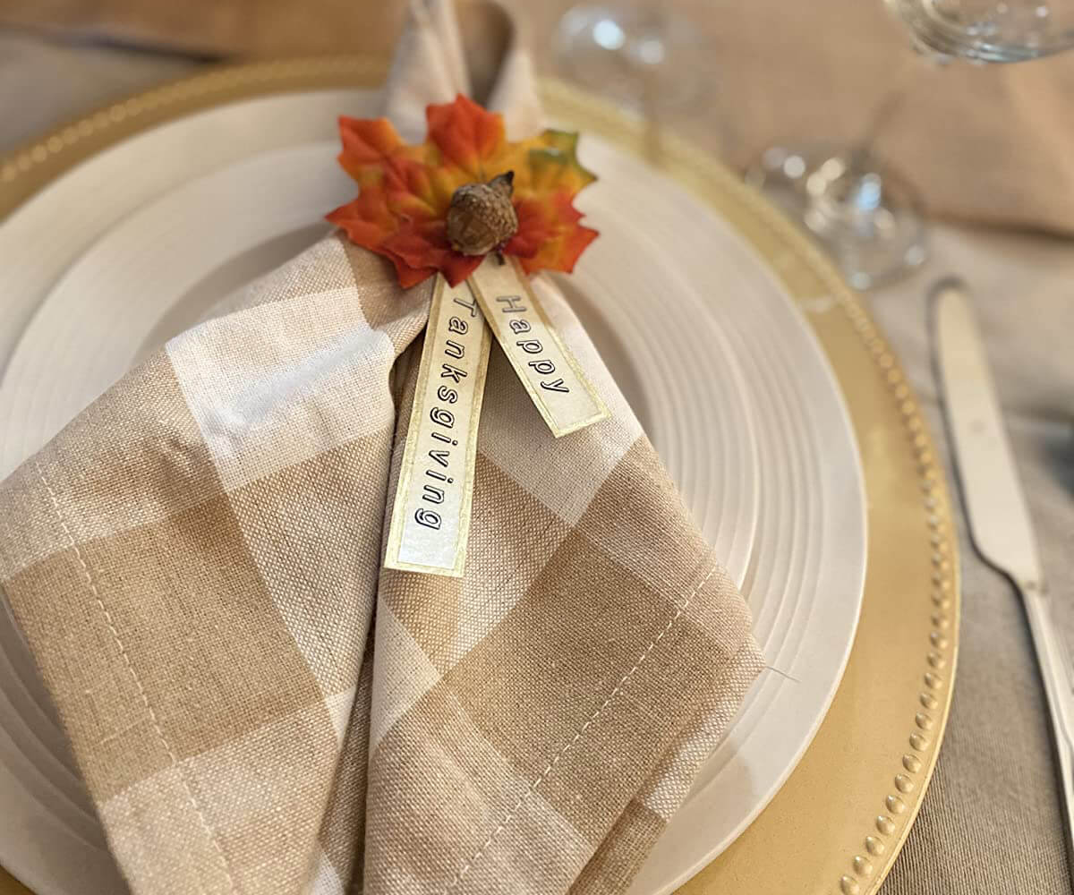 Beige And Cream Buffalo Checkered Napkins