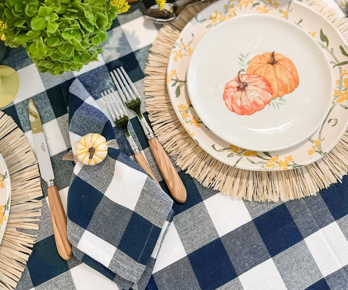 Navy Blue Plaid Napkins