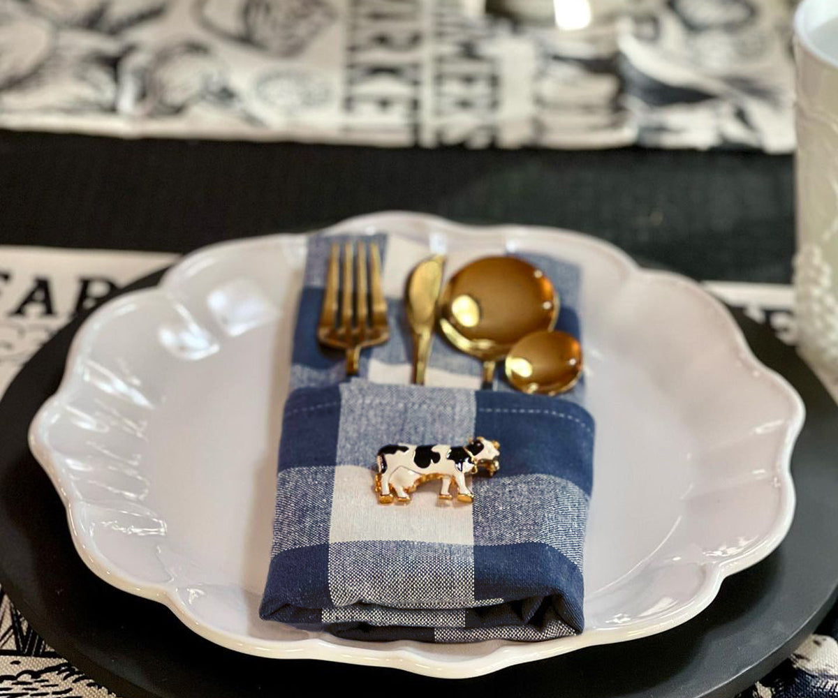 Navy Blue Plaid Napkins