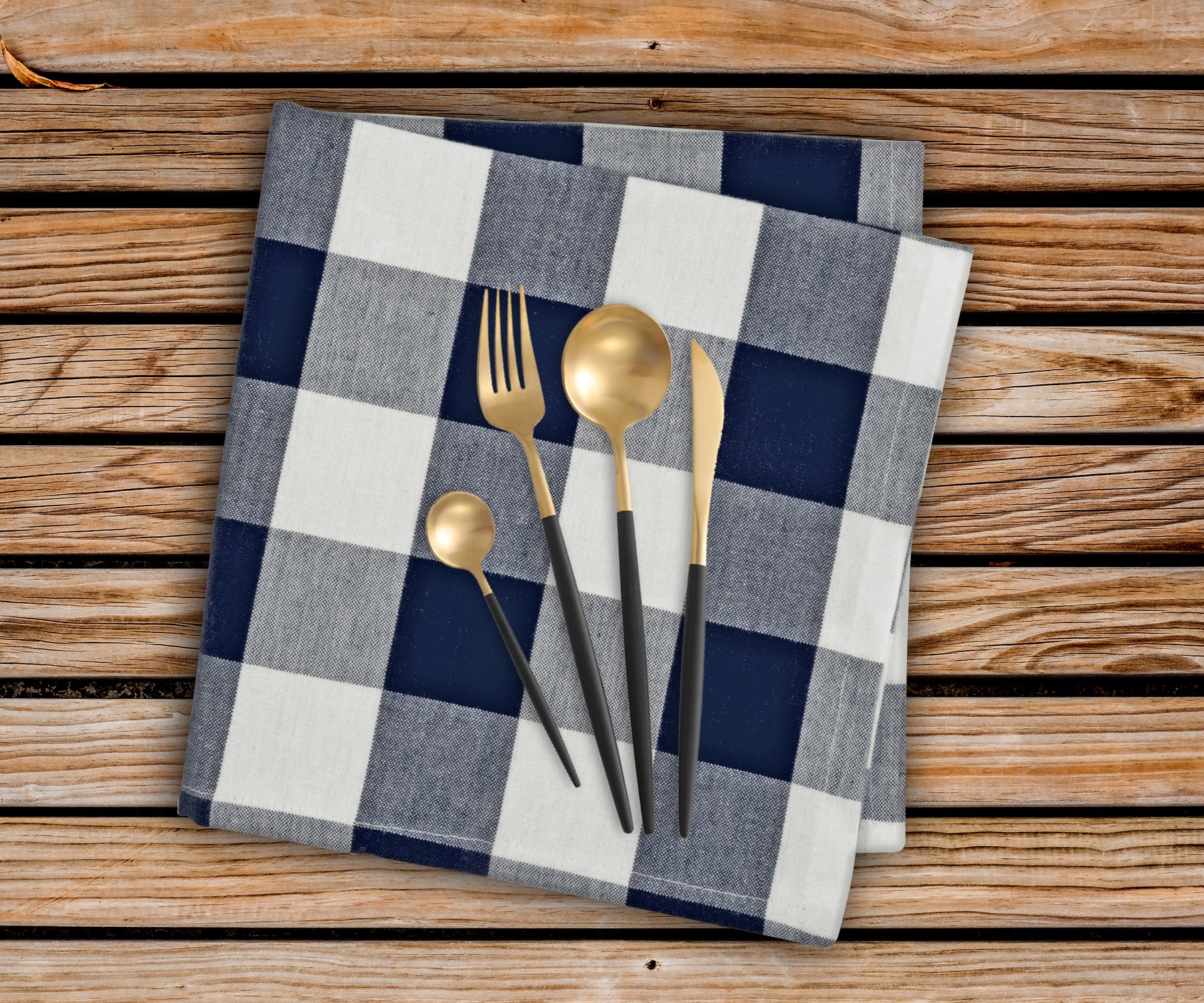 Navy Blue Plaid Napkins