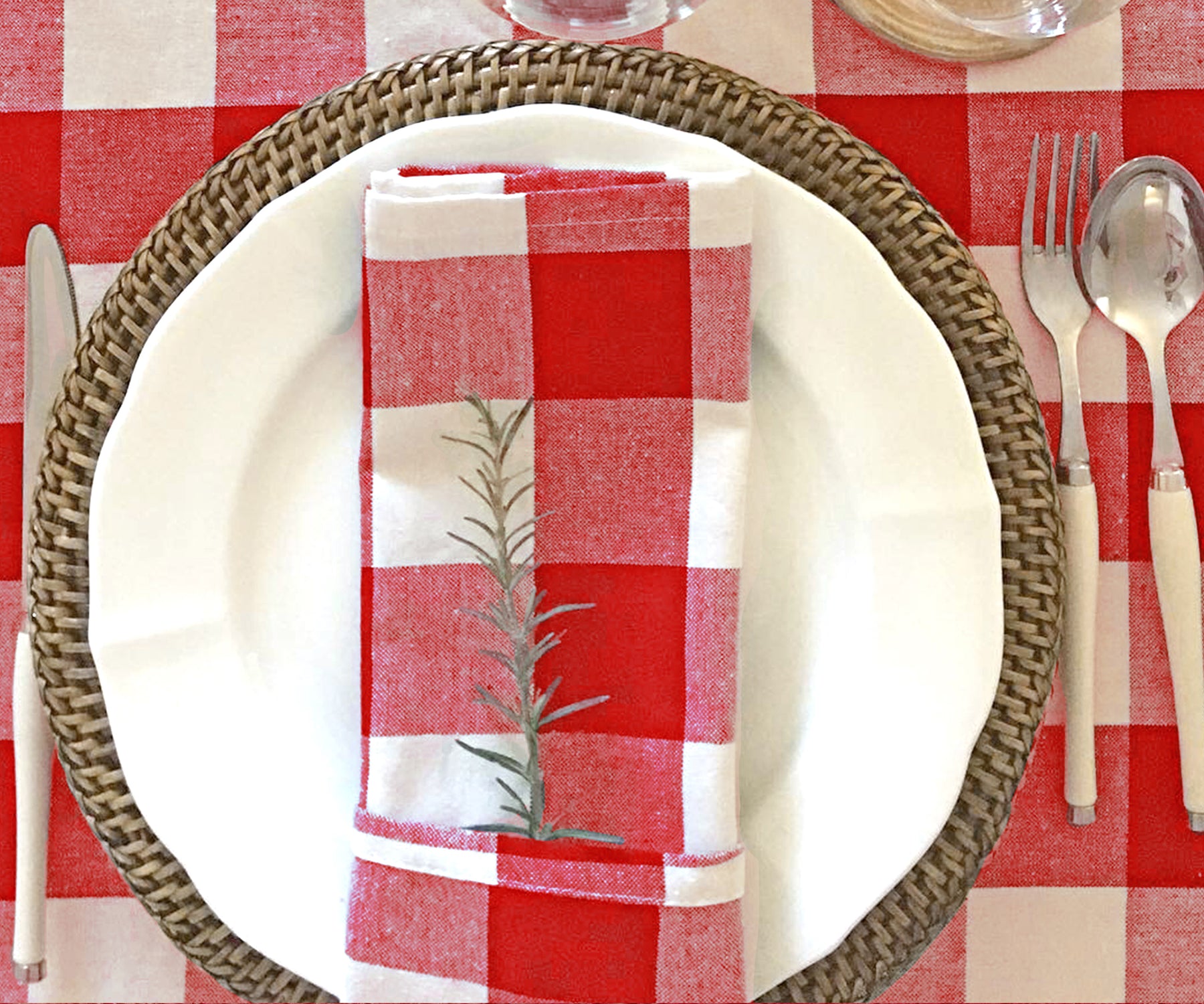 Red and white buffalo napkins