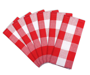 Cotton dinner napkin, cloth napkins, red dinner napkins, plaid napkins 