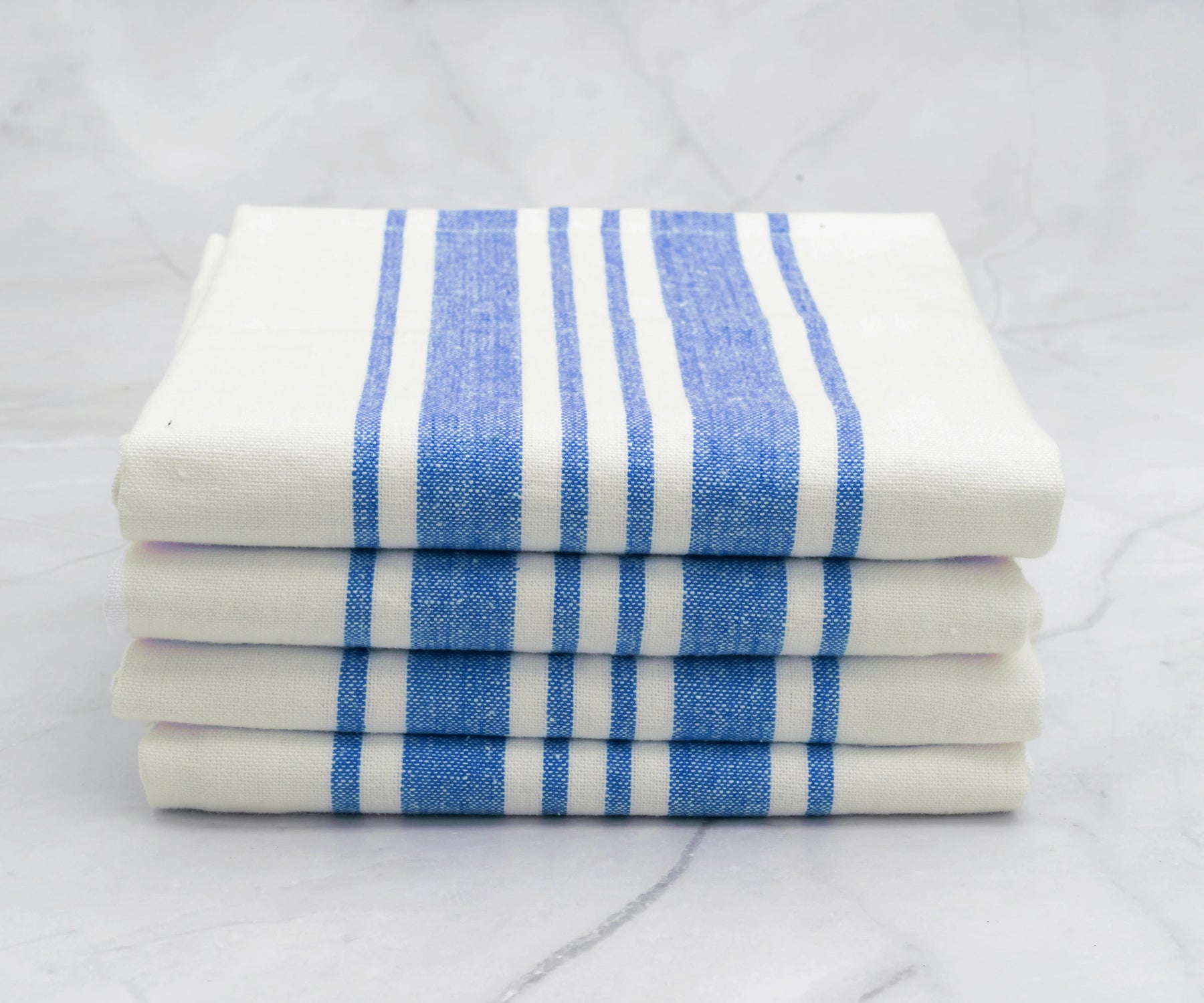 100% Cotton Kitchen Towels with Blue Stripes –  Drying & Cleaning