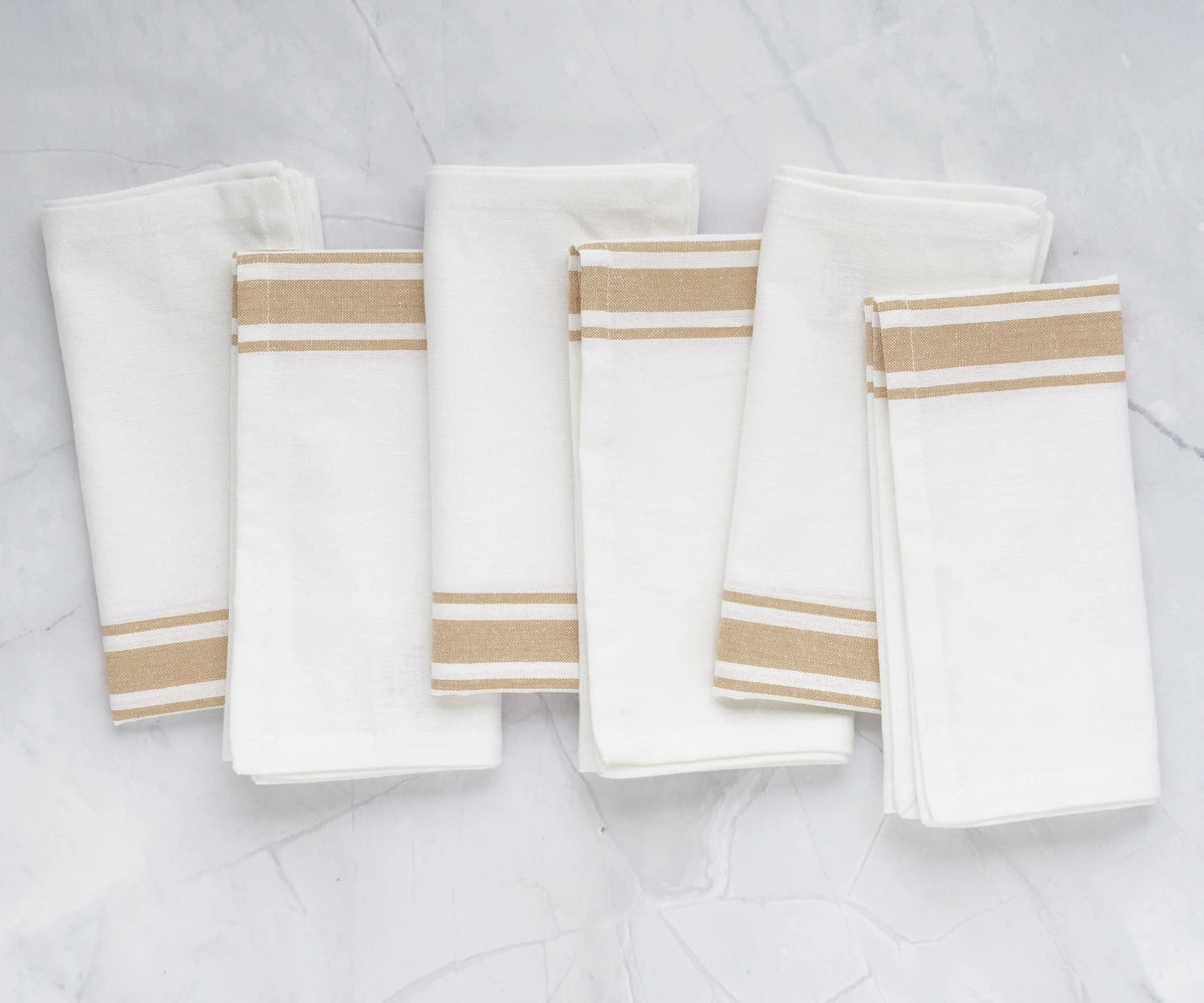 Farmhouse-style beige cloth napkins in a set of 6