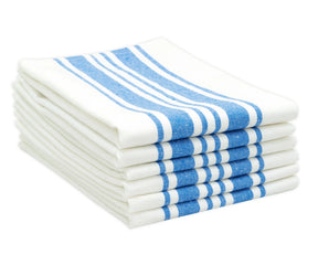 Royal Blue Striped Cotton Napkins – Set of 6, 18x18 inches, neatly stacked