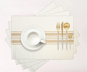 Woven cloth beige cotton placemats for rustic tables