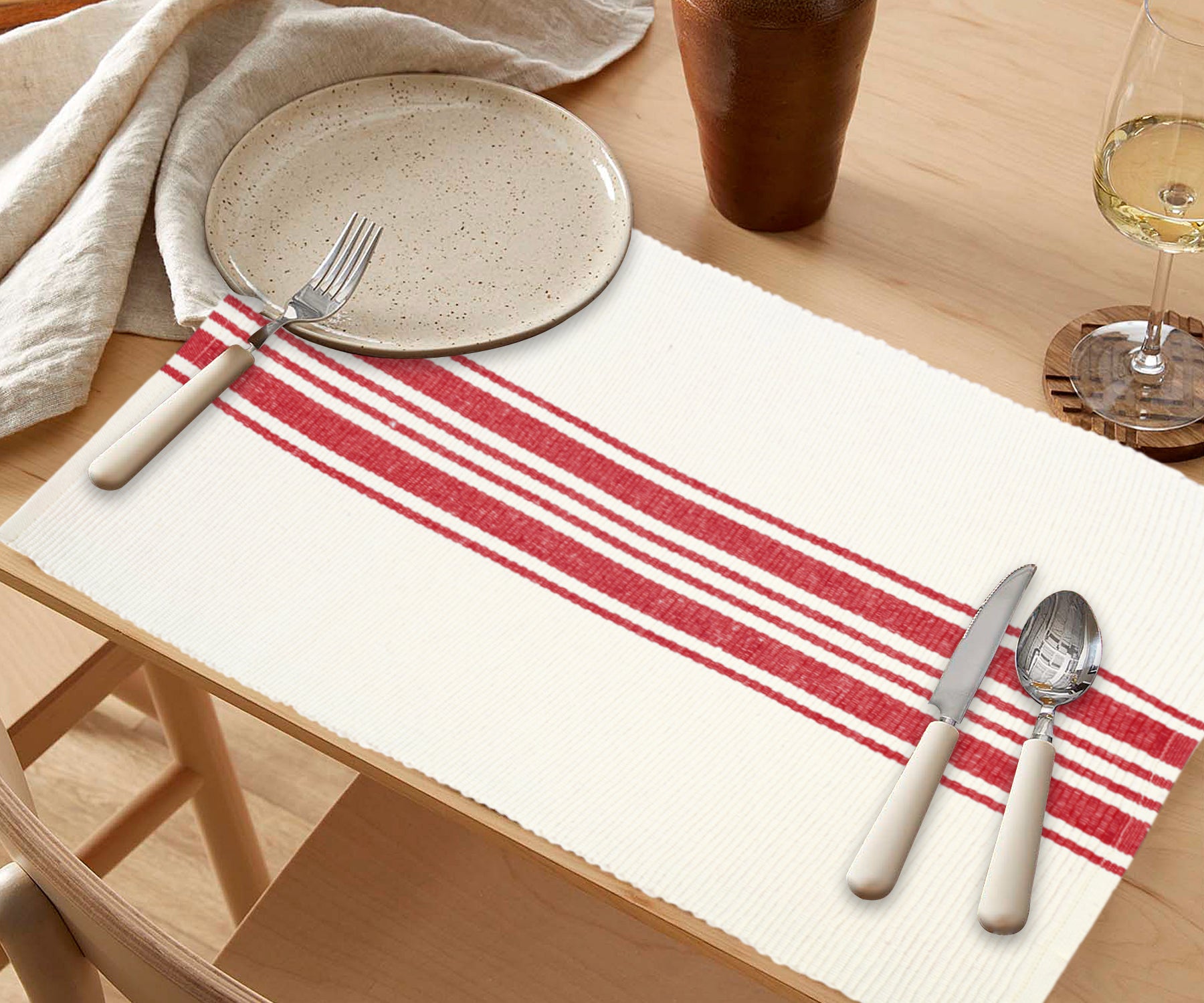 Red braided placemats