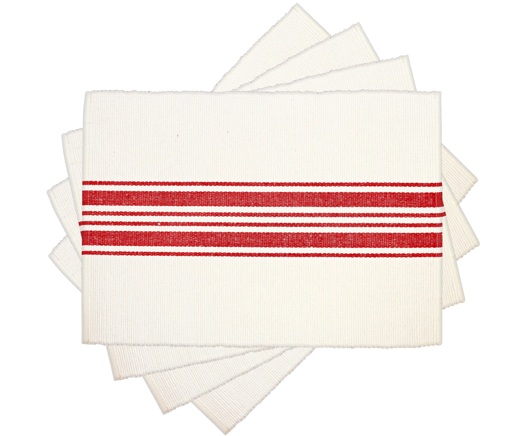 Farmhouse table mats in red cotton woven design