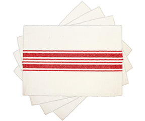 Farmhouse table mats in red cotton woven design