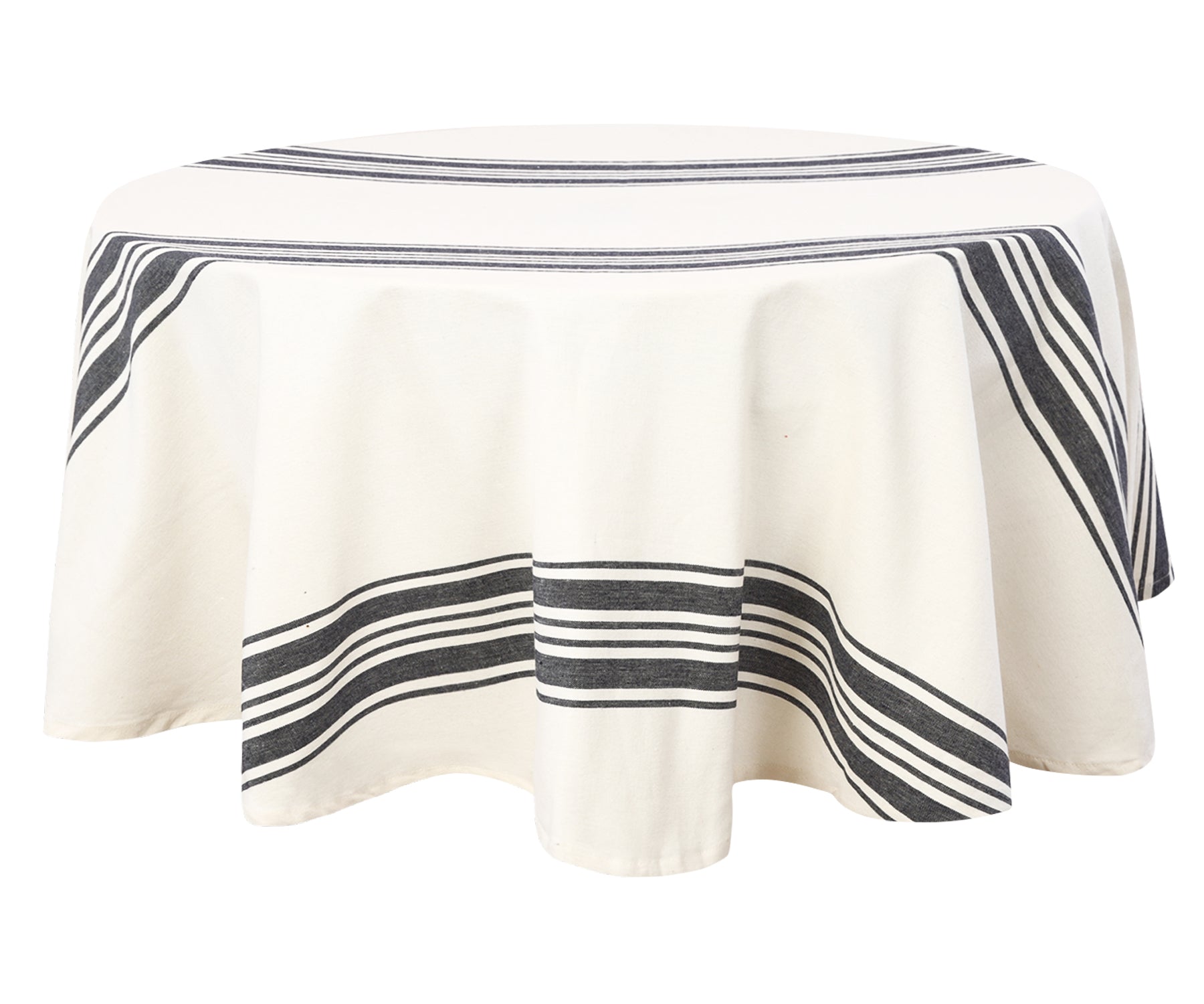 Navy Blue Striped Round Tablecloth