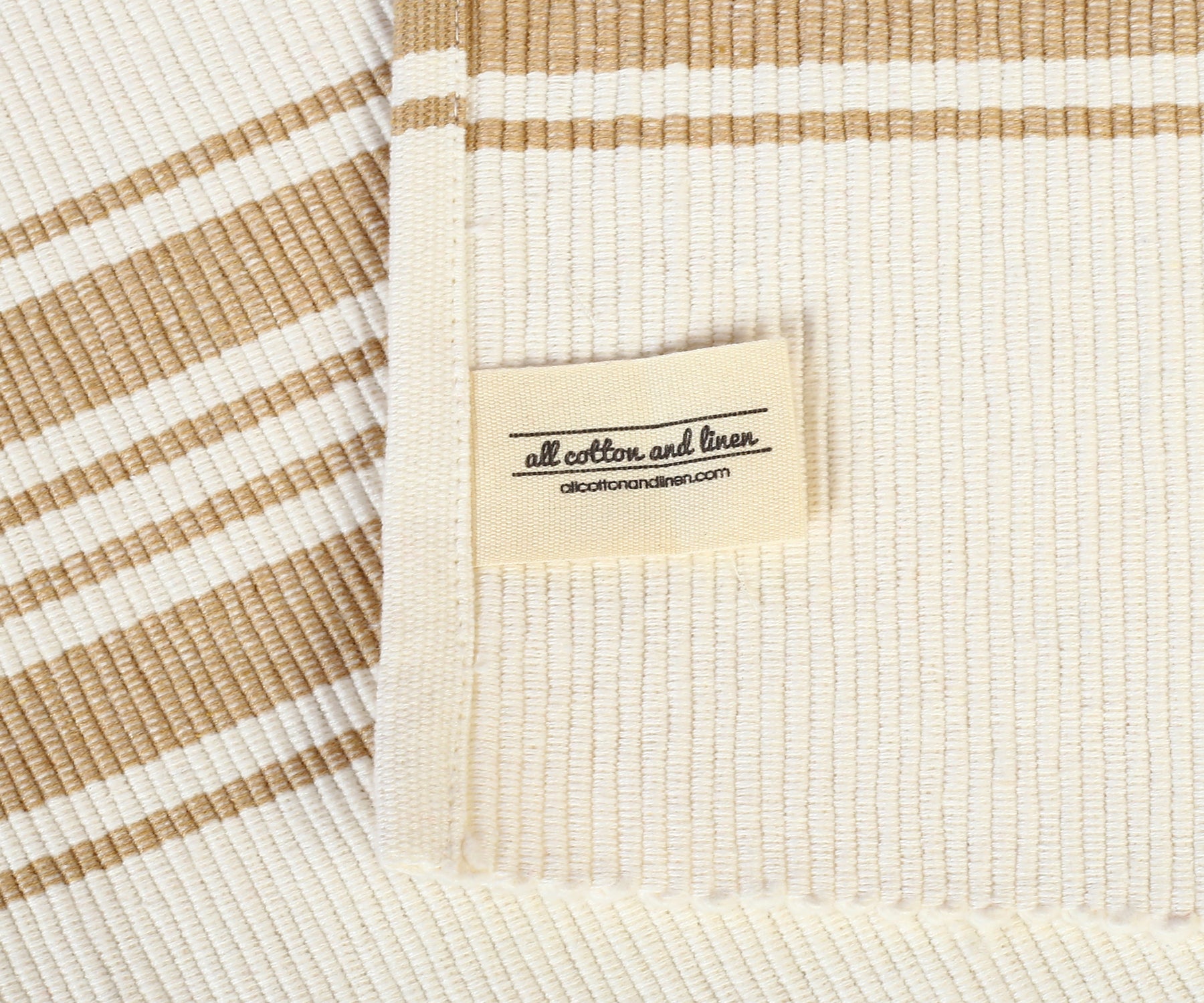 Washable beige striped cotton woven placemats