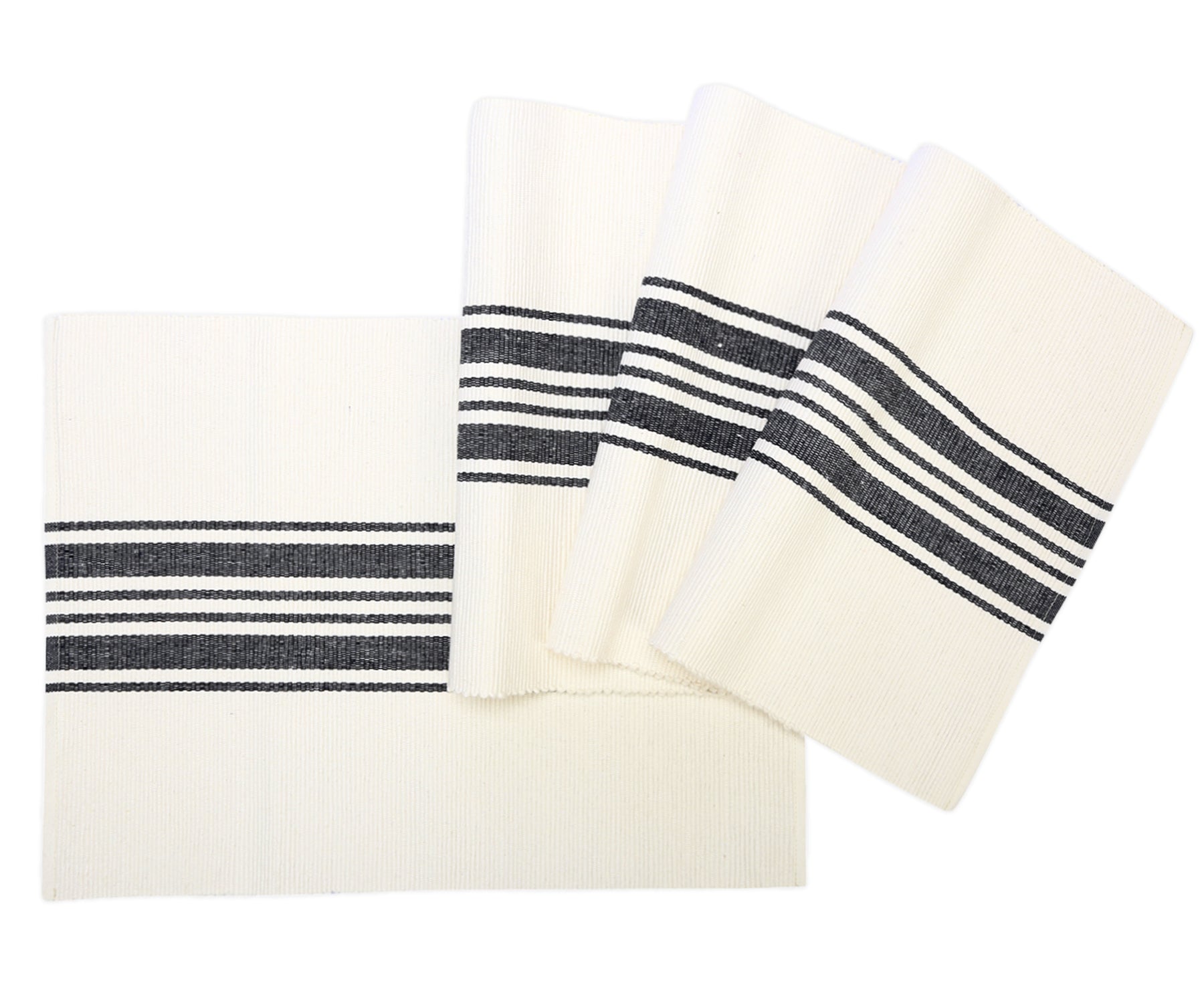 Simple and stylish Navy Blue Country Striped Placemats, rolled set of four.