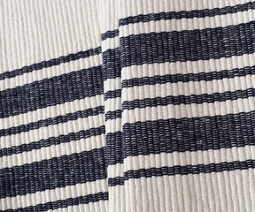 Farmhouse Table Mats with navy blue stripes, showcasing a rustic and inviting breakfast scene.