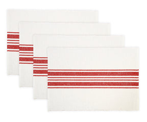 Woven cloth red cotton placemats for rustic tables