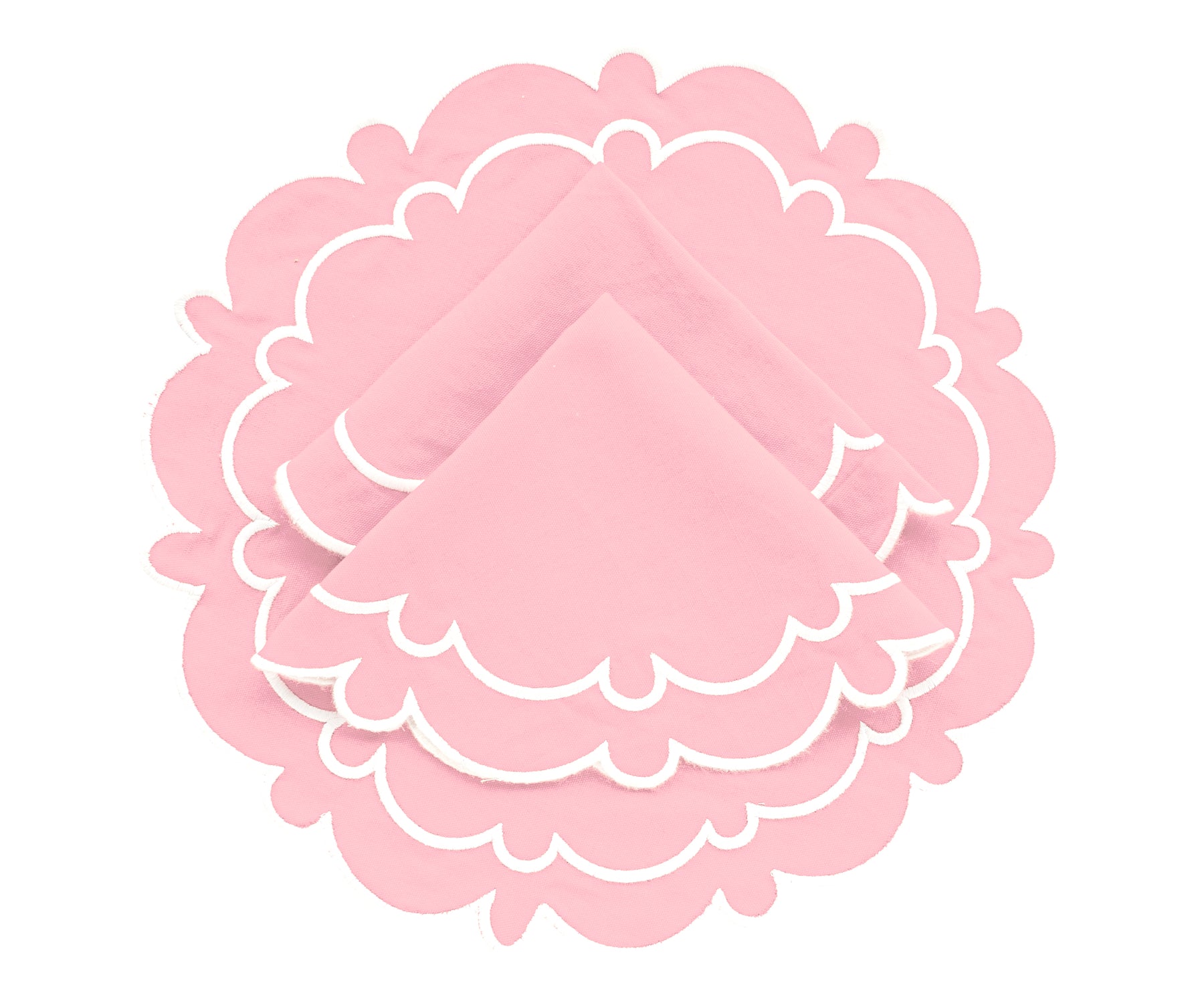 Light Pink Round Scalloped Placemats