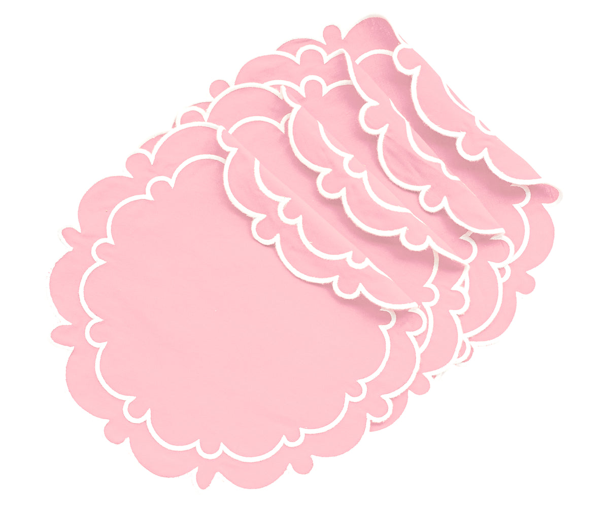 Light Pink Round Scalloped Placemats