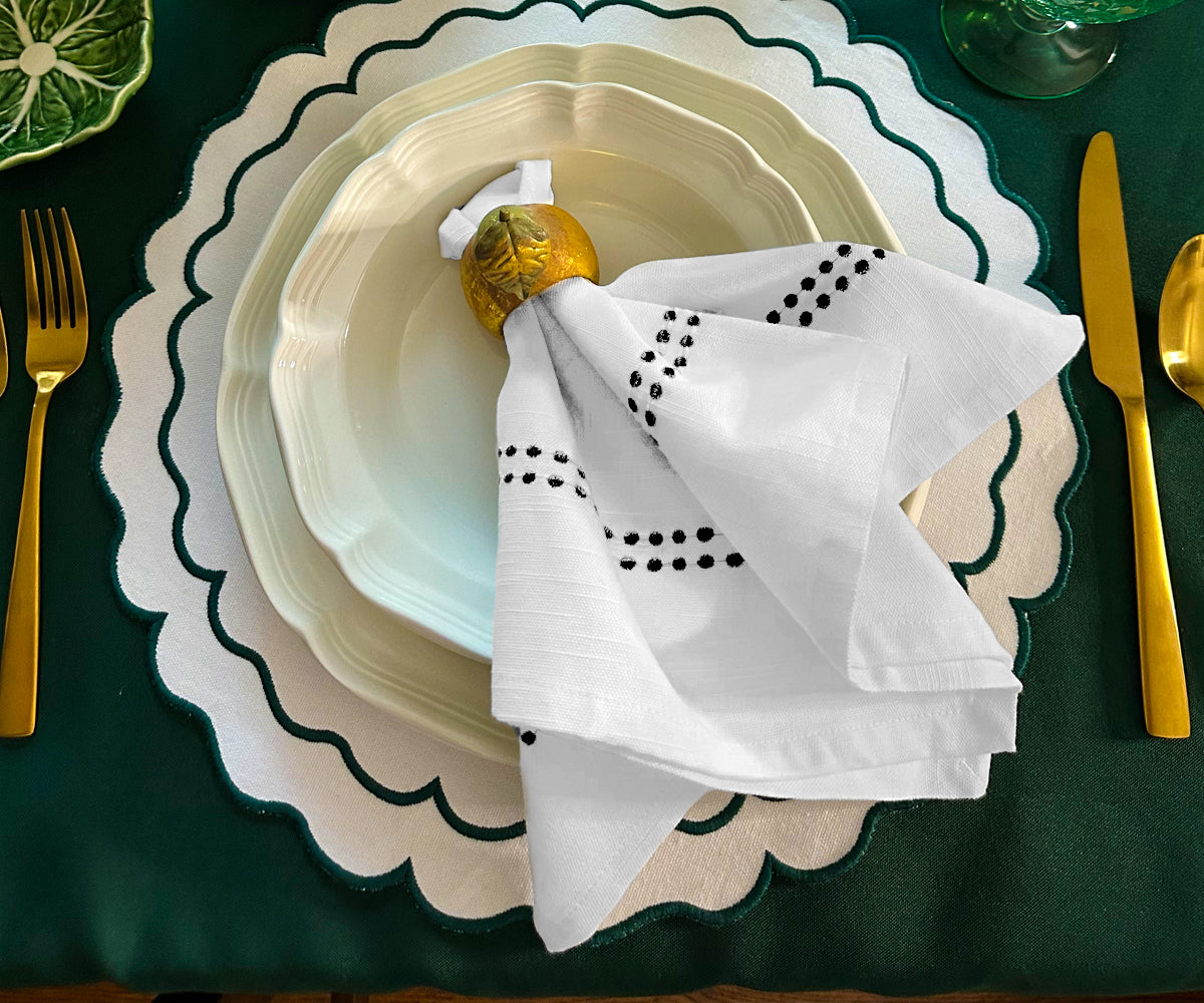 Black Embroidered Pearls Napkins