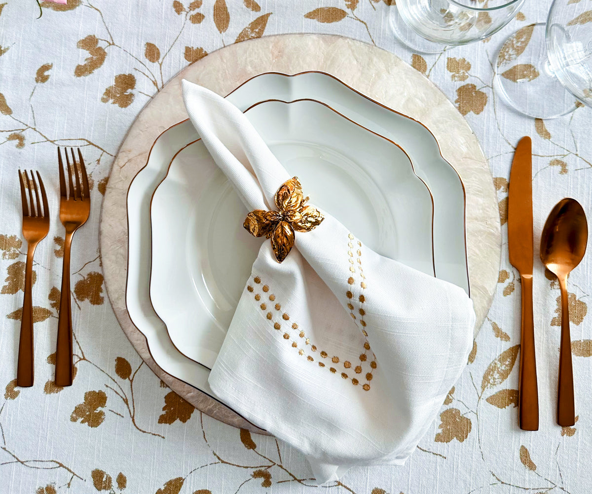 Gold Embroidered Pearls Napkins