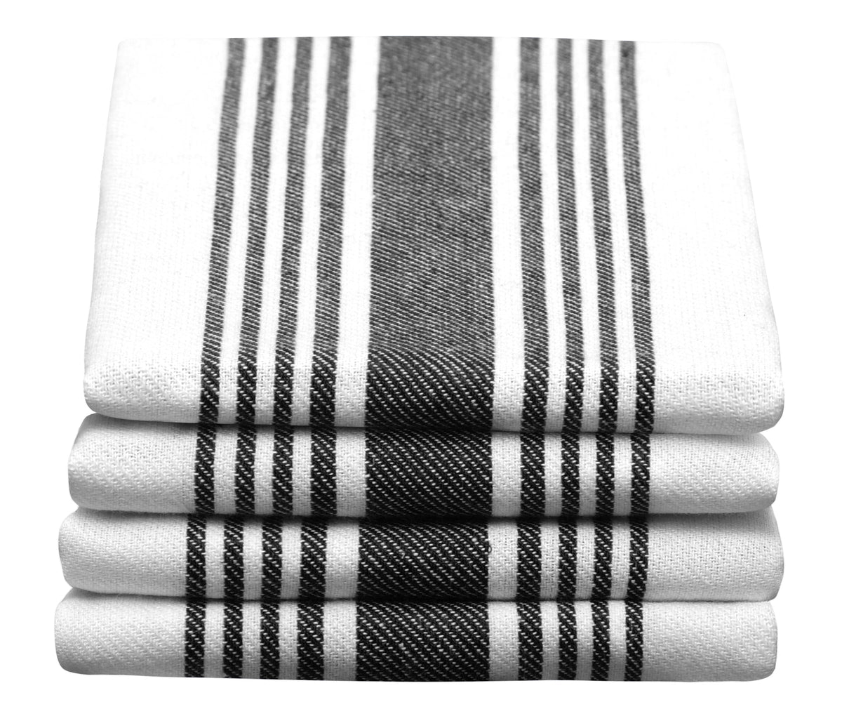 Black Striped Kitchen Towels Set of 4