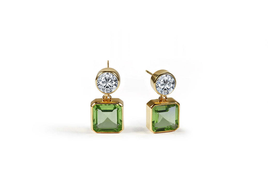 Gold Drop Earrings Forest Peridot