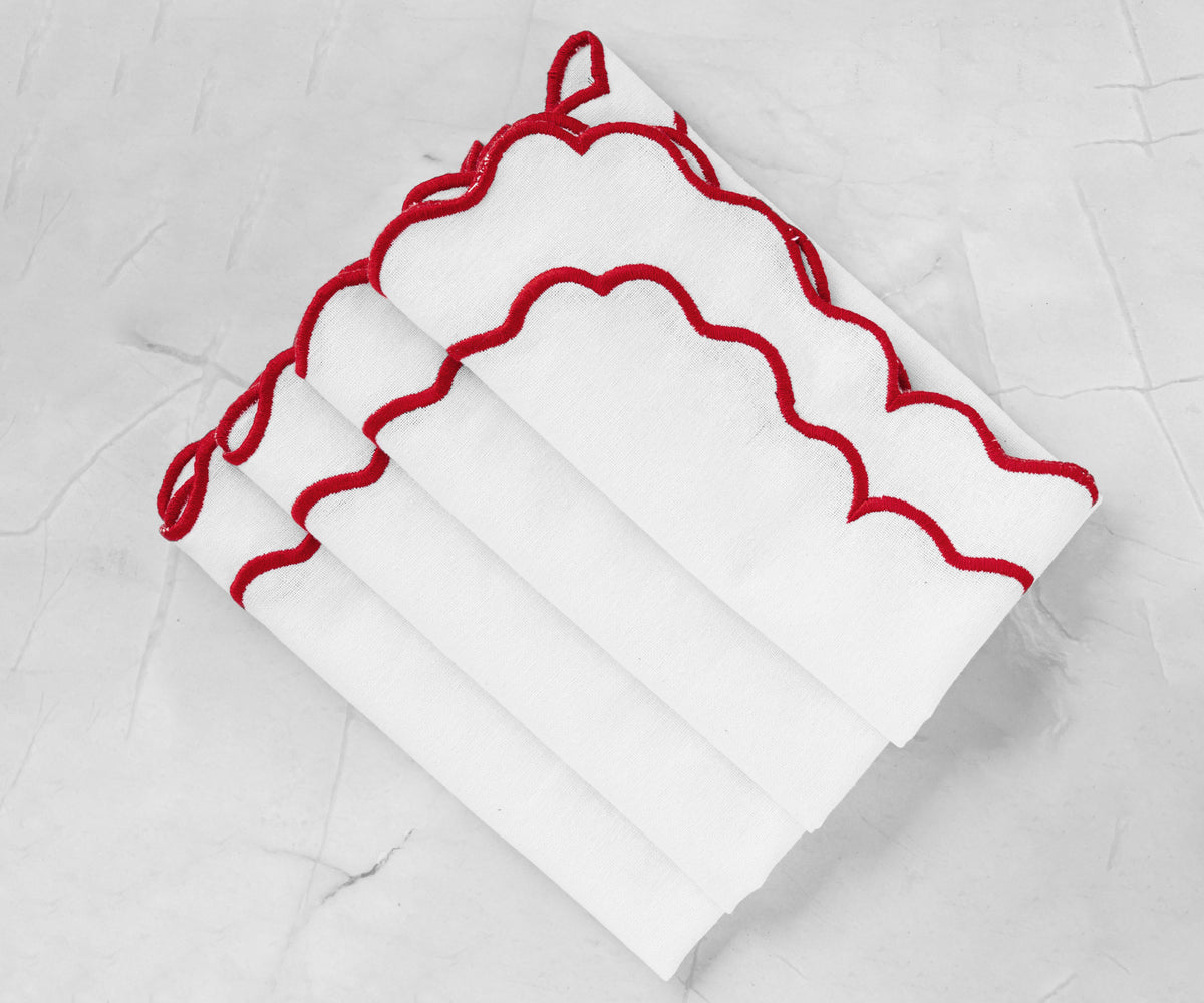 Scalloped Napkins - Cloth Napkins for Wedding