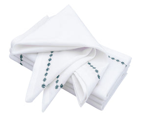 Green Snowflake Napkins - Embroidered