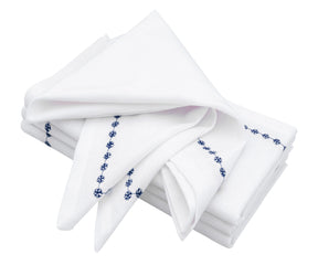 Navy Blue Snowflake Dinner Napkins