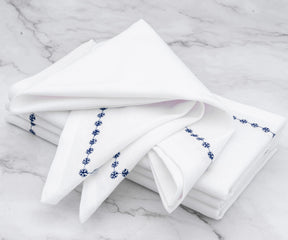 Navy Blue Snowflake Dinner Napkins