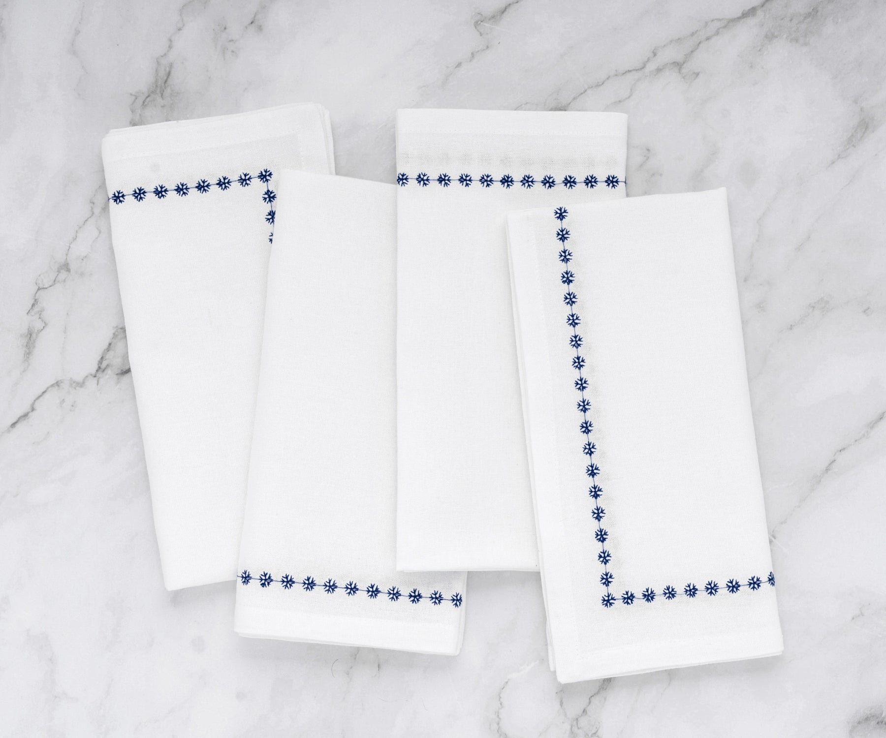 Navy Blue Snowflake Dinner Napkins