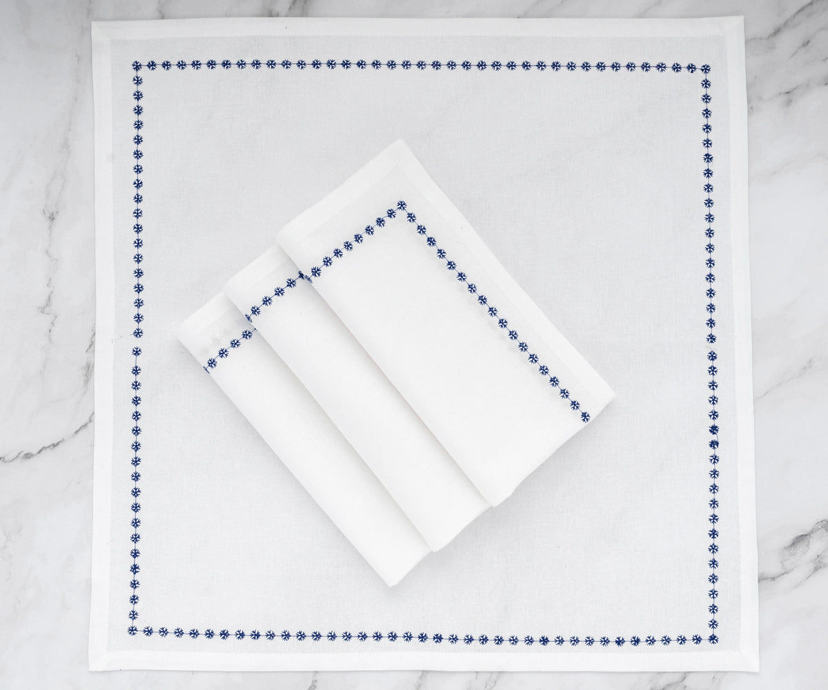 Navy Blue Snowflake Dinner Napkins